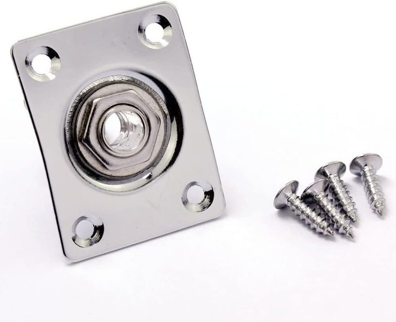 JD.Moon Square Metal 1/4 Output Jack Plate Input Jack Socket for Electric Guitar Bass (Chrome) - Image 5